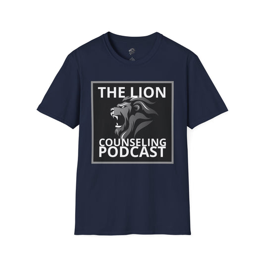 Lion Counseling Podcast Men's T-Shirt | Bold Christian Apparel for Leaders, Fathers, and Warriors
