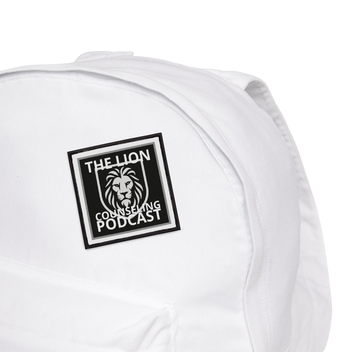 Lion Counseling Podcast (New Logo) Iron-On Patch — Embroidered Regal Lion Crest Patch for Jackets & Backpacks