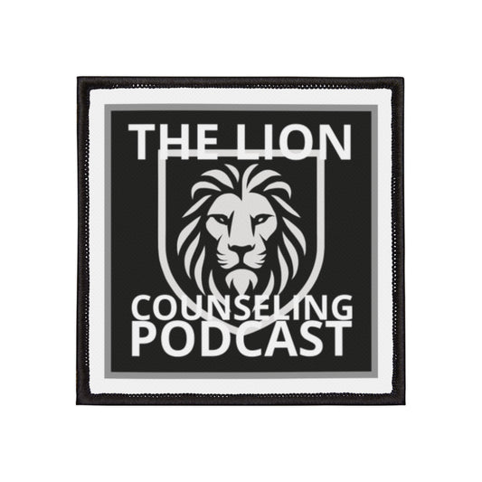 Lion Counseling Podcast (New Logo) Iron-On Patch — Embroidered Regal Lion Crest Patch for Jackets & Backpacks