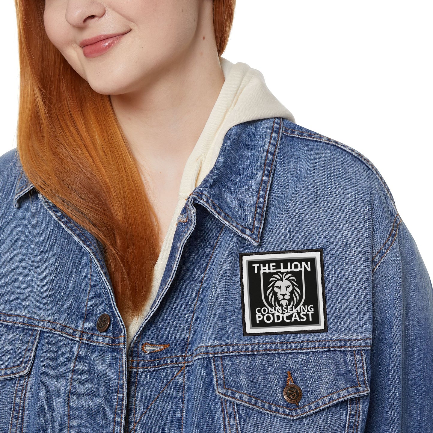 Lion Counseling Podcast (New Logo) Iron-On Patch — Embroidered Regal Lion Crest Patch for Jackets & Backpacks